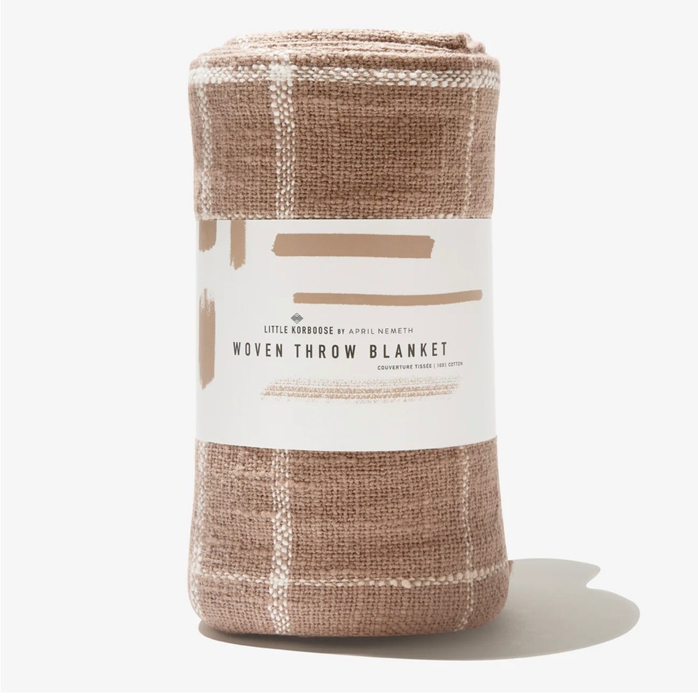 Little Korboose Woven Throw Blanket NEW - Taupe